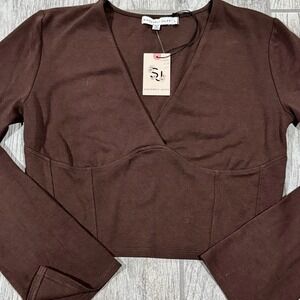 Sincerely Jules Cropped Crossover Front Pullover Blouse, Sie Large‎ New W/Tags